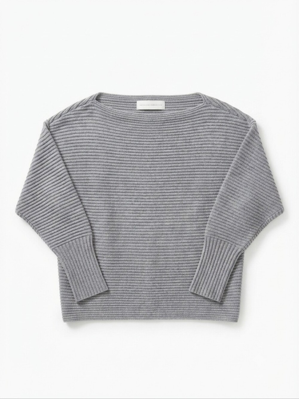 Victoria Victoria Beckham Gray Ribbed Wool Boatneck Sweater Size 3